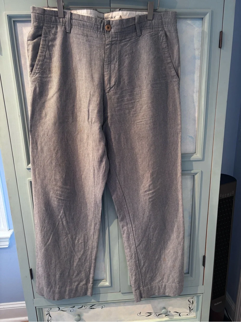 Banana Republic Gray Men's Linen-Blend Chinos - Classic Straight Fit